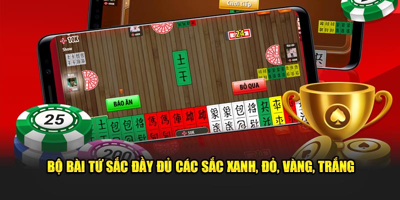 Bộ bài tứ sắc đầy đủ các sắc xanh, đỏ, vàng, trắng